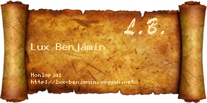 Lux Benjámin névjegykártya